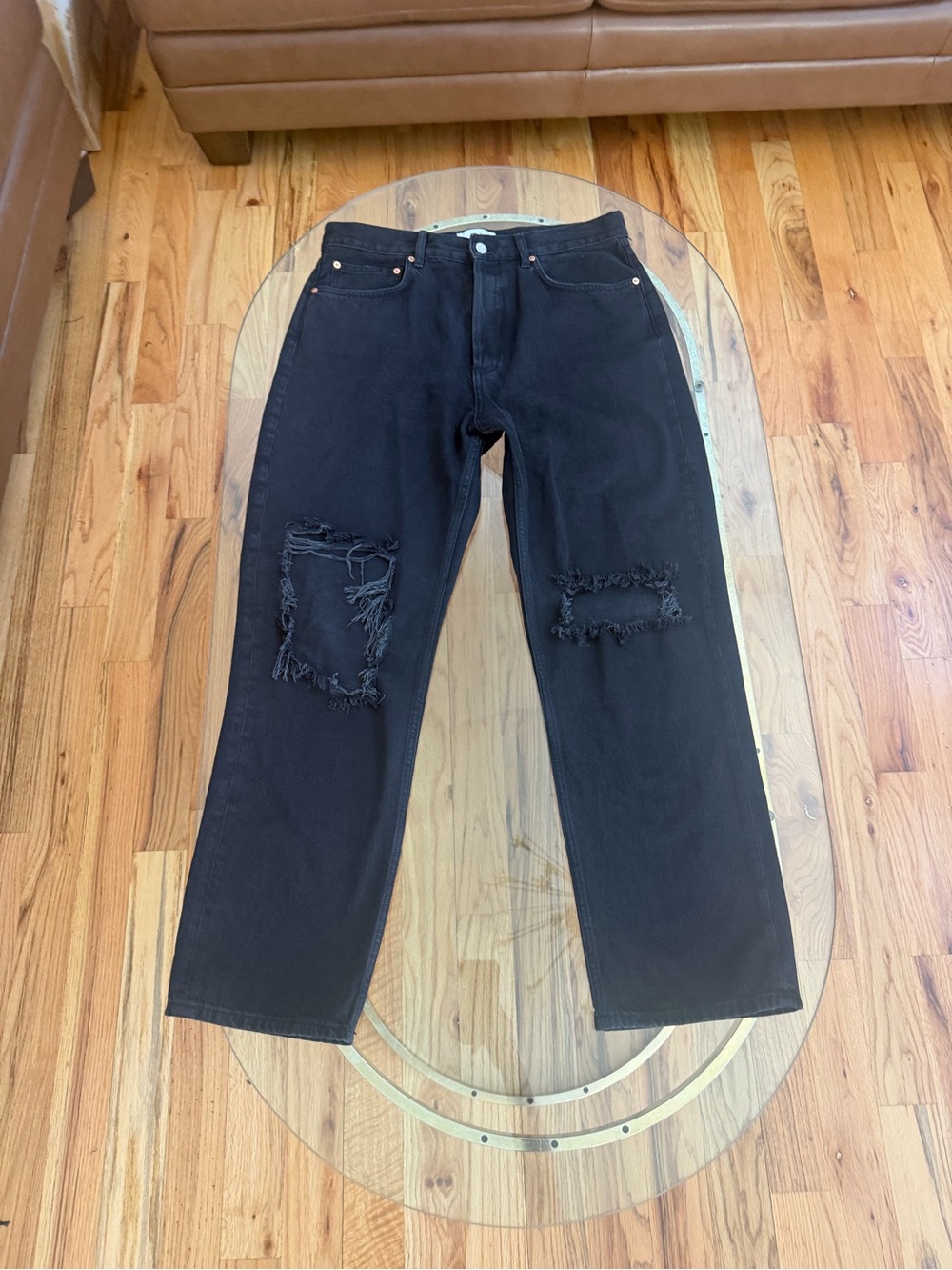 MNG Selina Black High-Rise Distressed Jeans for Women
